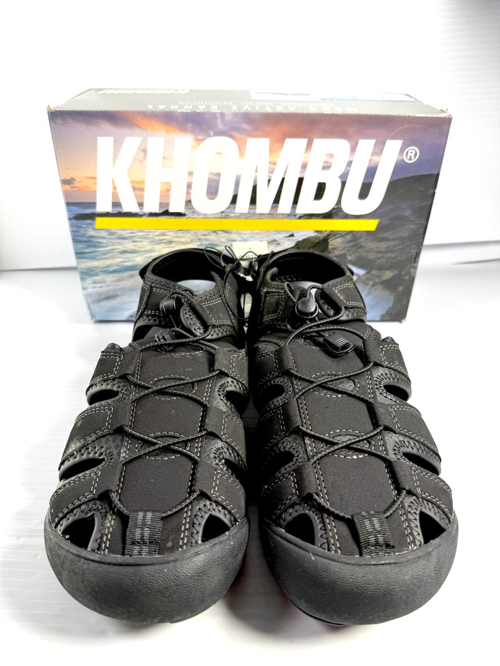 Khombu Mens Black Closed-Toe Sport Sandals 12